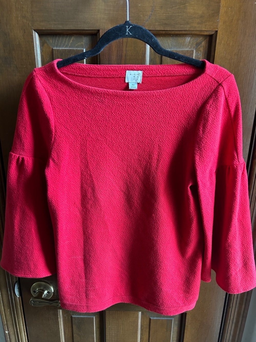 Bright Red Boatneck Bell-Sleeve Tunic